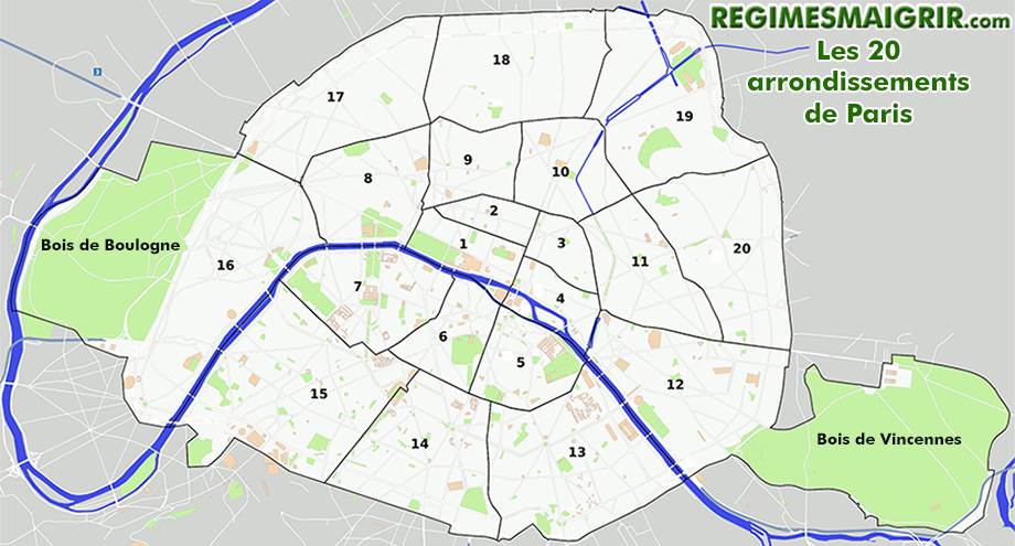 Les 20 arrondissements de Paris