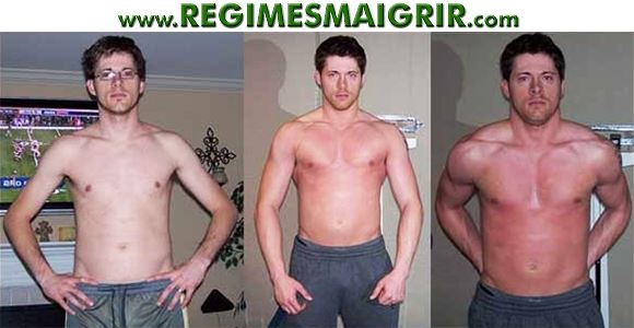 Evolution de la masse musculaire d'un homme en l'espace de quelques semaines de musculation