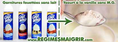 Remplacer les garnitures fouettes sans lait par le yaourt vanille sans matires grasses