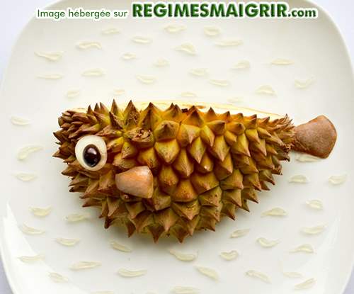 Poisson boule fait  partir d'un fruit exotique nomm durian