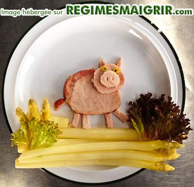 Porky Pig fait de jambon et d'asperges