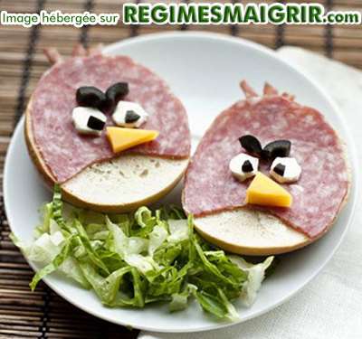 Des sandwiches reprsentant des Angry Birds