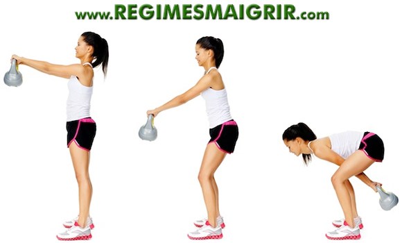 Une femme effectue le mouvement du Kettlebell Swing