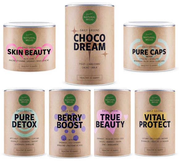 La gamme Daily Greens compte des produits phares comme Choco Dream, Pure Detox et Berry Boost