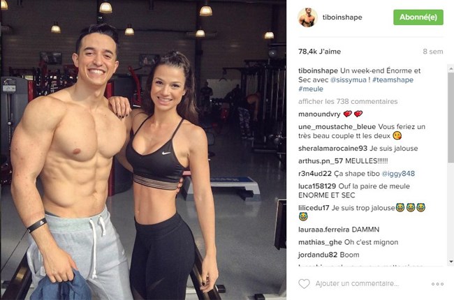 Tibo et Sissy Mua posant pour son trs clbre compte Instagram InShape