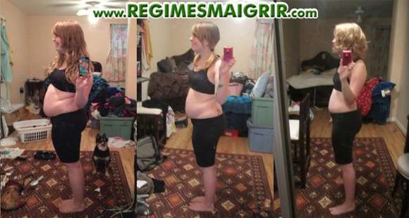 Evolution de la perte de poids au niveau du ventre d'une femme qui se prend en photo