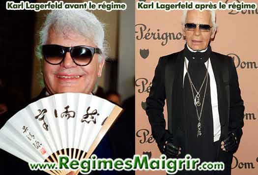 Photo de Karl Lagerfeld gros avant et mince aprs son rgime Spoonlight avec 42 kilos de perdus