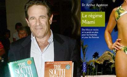 Le docteur Agatston et la couverture de son livre phare sur lequel se fonde le régime Miami