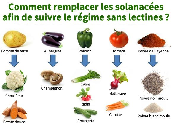 Remplacements possibles pour des solanaces dans le cadre d'un rgime sans lectine